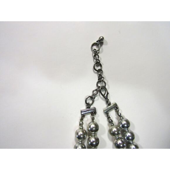 Silver Tone Graduate Bead Necklace 24" Boho Whimsigoth Cottagecore Play Theatre - Picture 3 of 4